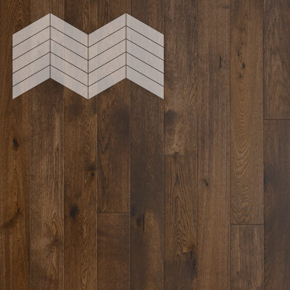 Паркет Елка Французская Lab Arte Chevron Дуб Натур Коньяк лак 400/348х90х14/3/60°