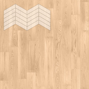 Паркет Елка Французская Lab Arte Chevron Дуб Натур Блонд лак 400/348х90х14/3/60° в интерьере